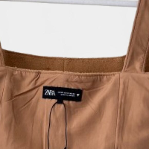 NEW Zara Soft Faux Fur, Wool Blend Bustier Corset-Style Cropped Top in Camel, XS - Picture 16 of 16